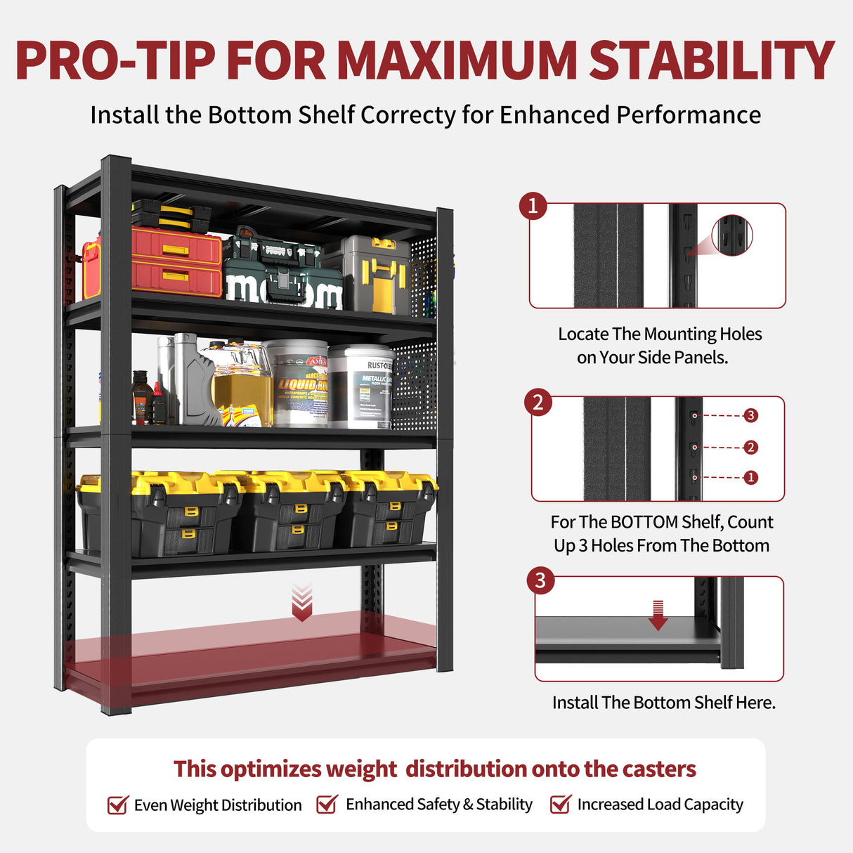 Industrial 5-Tier Adjustable Shelving Unit With Pegboard Heavy-Duty Storage