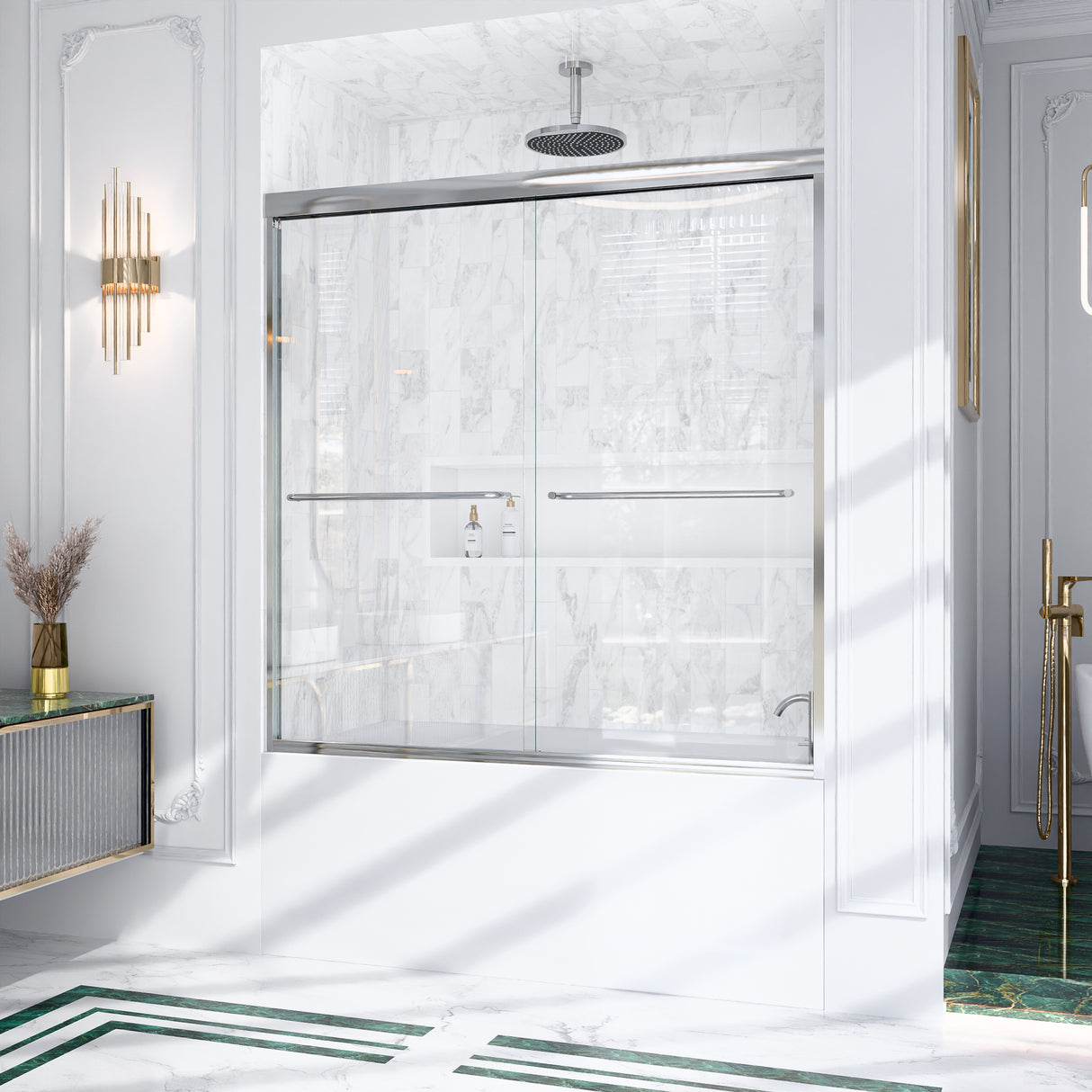 Semi-Frameless Double Sliding Shower Door