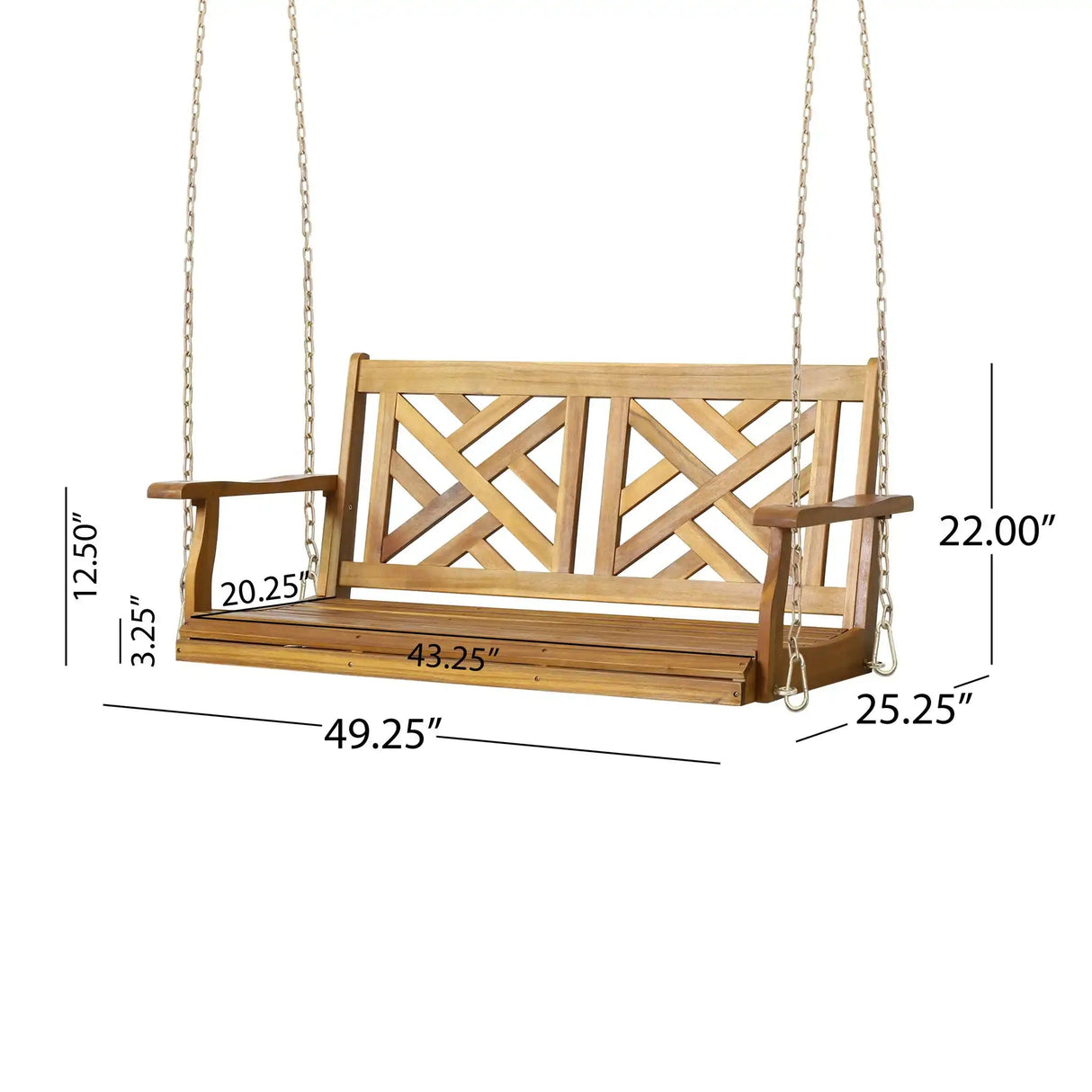 Alejandro - Acacia Wood Porch Swing With Slat Panel Seating - Best Buy Furniture