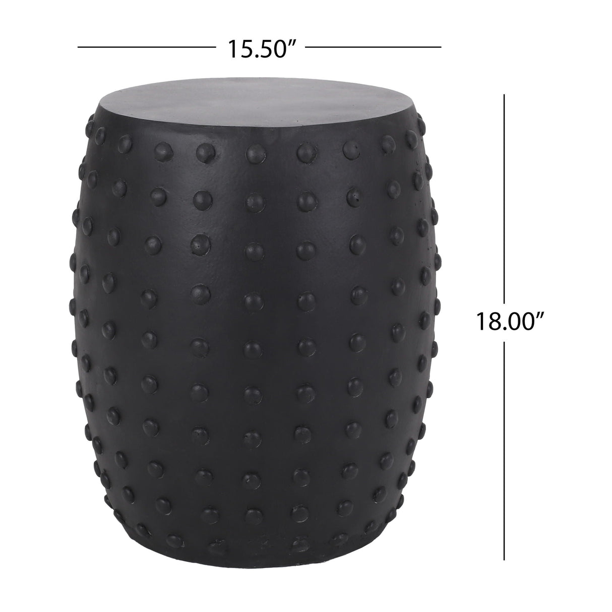 Outdoor End Table With Outstanding Studded Design - Matte Black - Best Buy Furniture