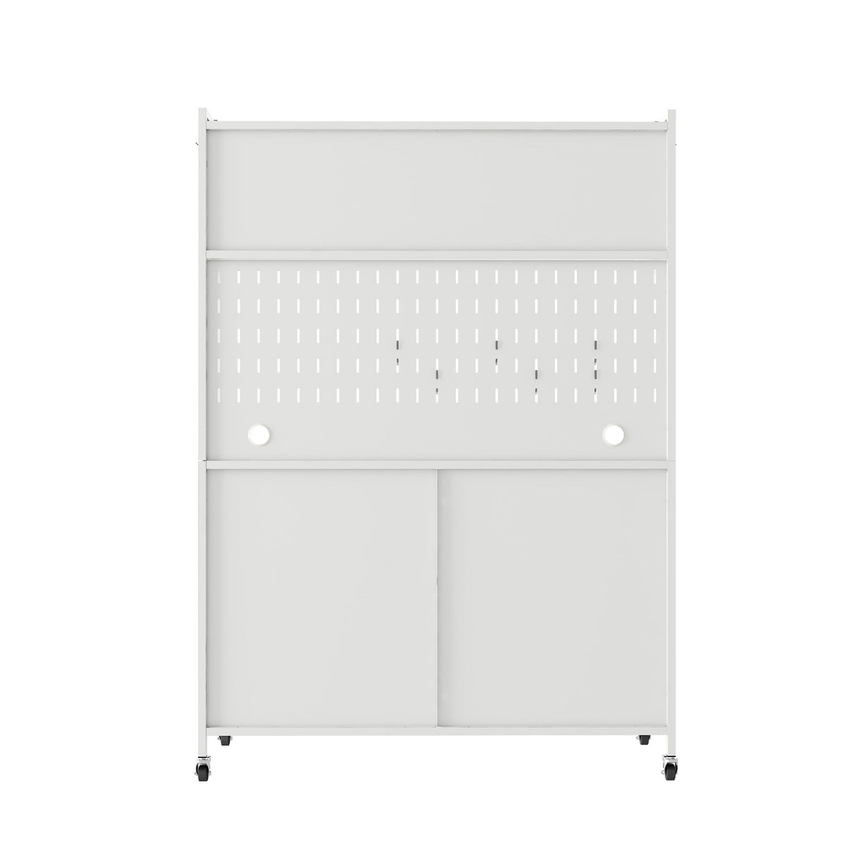 Contemporary Kitchen Pantry Cabinet With Glass Doors, Adjustable Shelves, Steel - Brushed Nickel