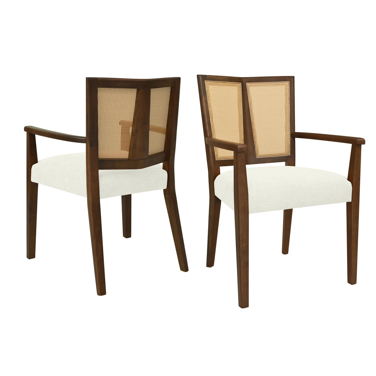 Mid Century Modern Arm Dining Chairs With Rattan Backrest - Best Buy Furniture