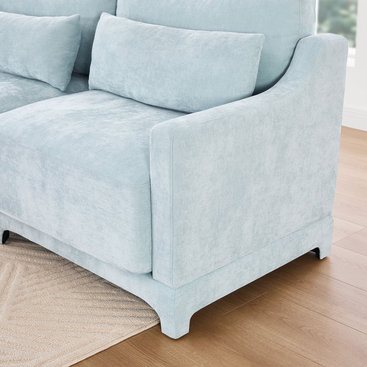 Stylish Sofa With Ottoman And Lumbar Pillows, Ergonomic Design