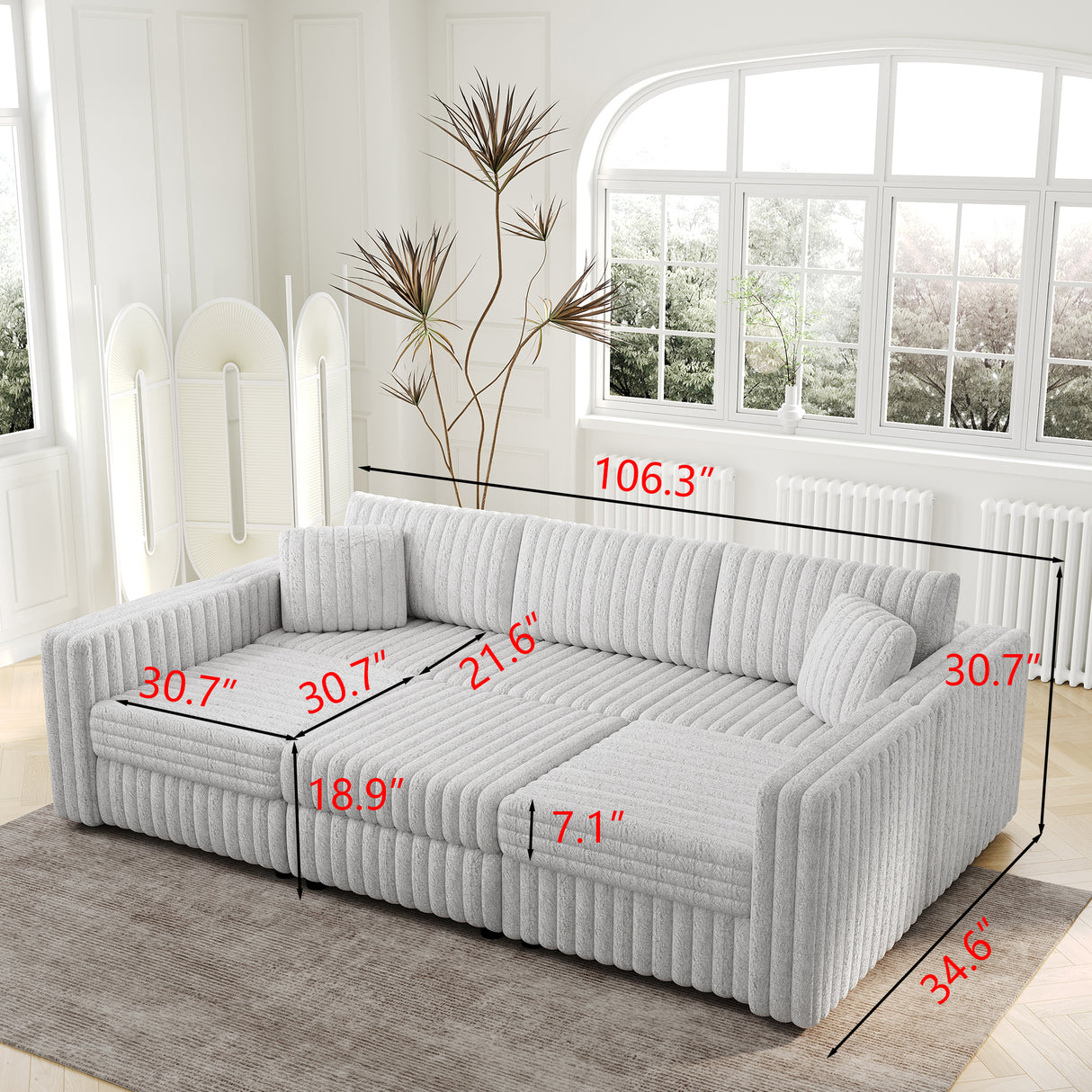 106.3" U-Shaped 6-Person Sofa with Ottoman
