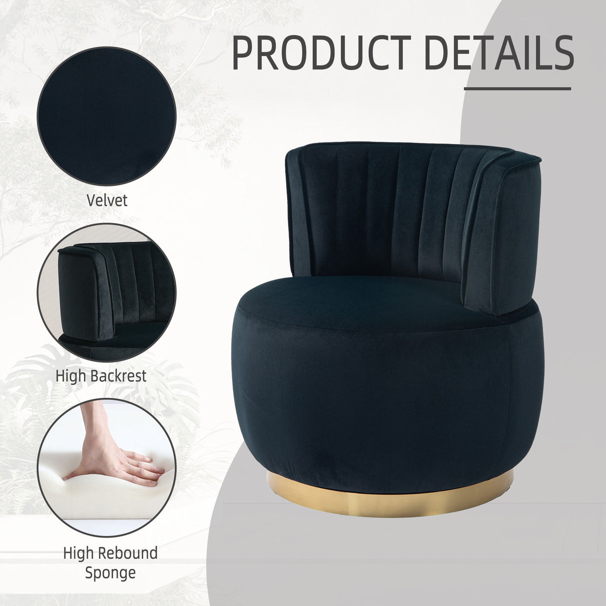 360 Degree Swivel Cuddle Barrel Accent Sofa Chair