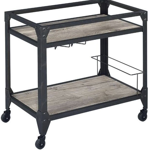 Jorgensen - Serving Cart - Rustic Oak / Charcoal - Best Buy Furniture