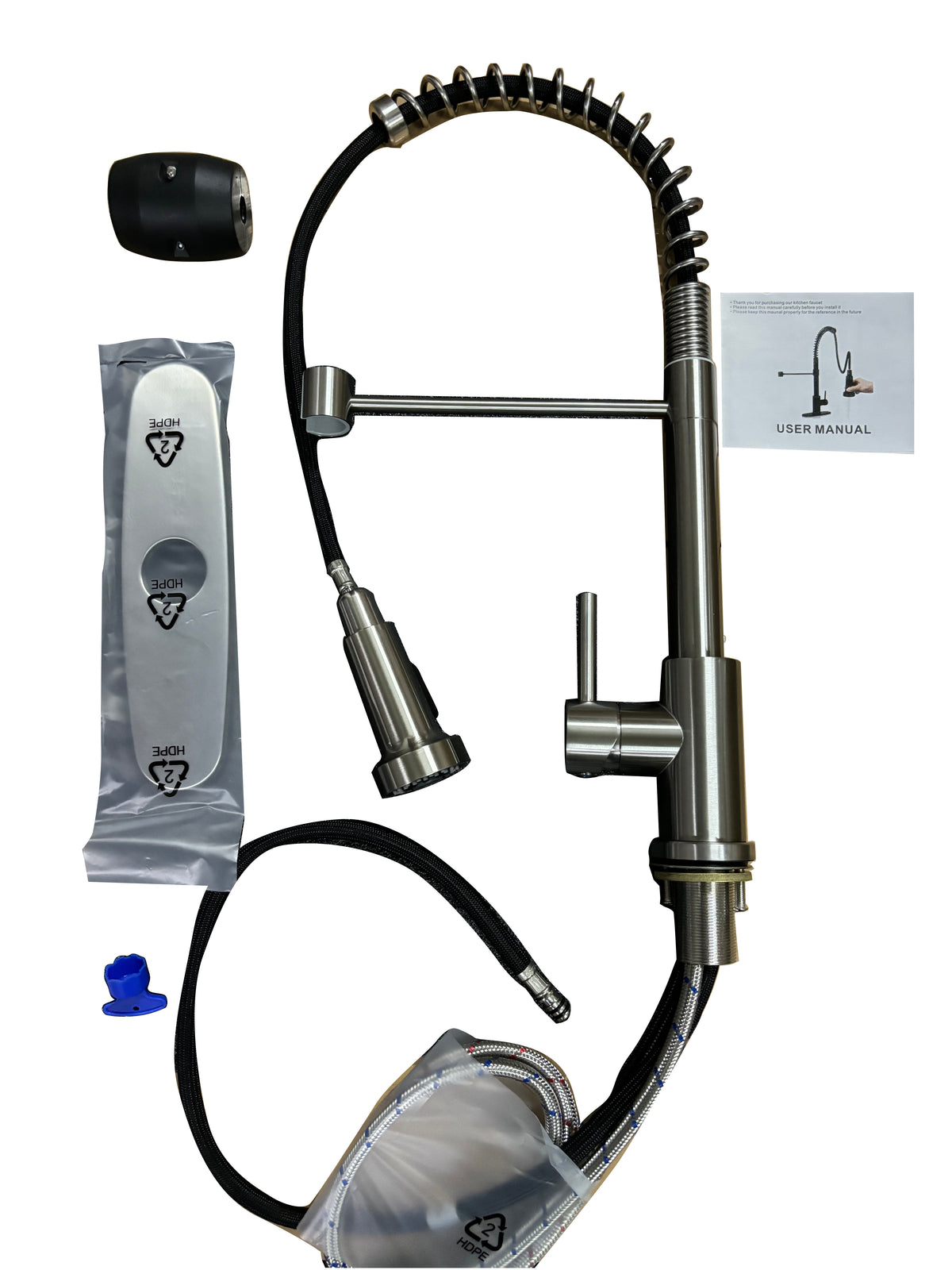 Brushed Nickel Kitchen Faucet with Pull Down Sprayer