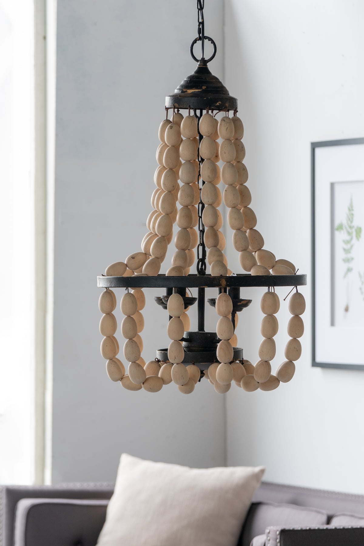 Large Beaded 4-Light Chandelier