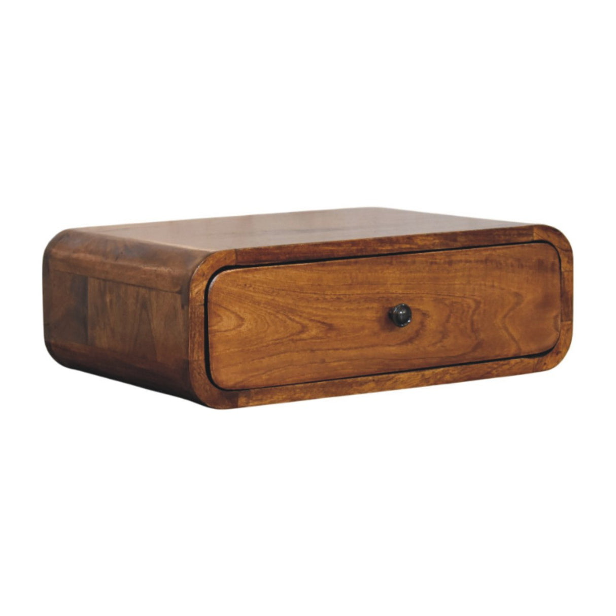 Solid Wood Avora Wall-Mounted Nightstand, 1-Drawer, Honey