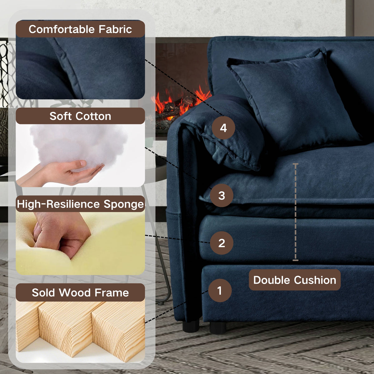 41.73" Modern Upholstered Sofa Chair