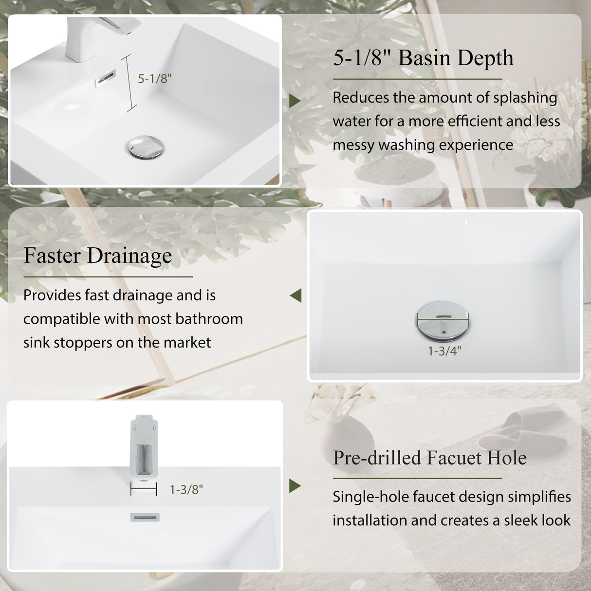 30" Wall-Mounted Bathroom Vanity with Sink, Floating Storage Cabinet
