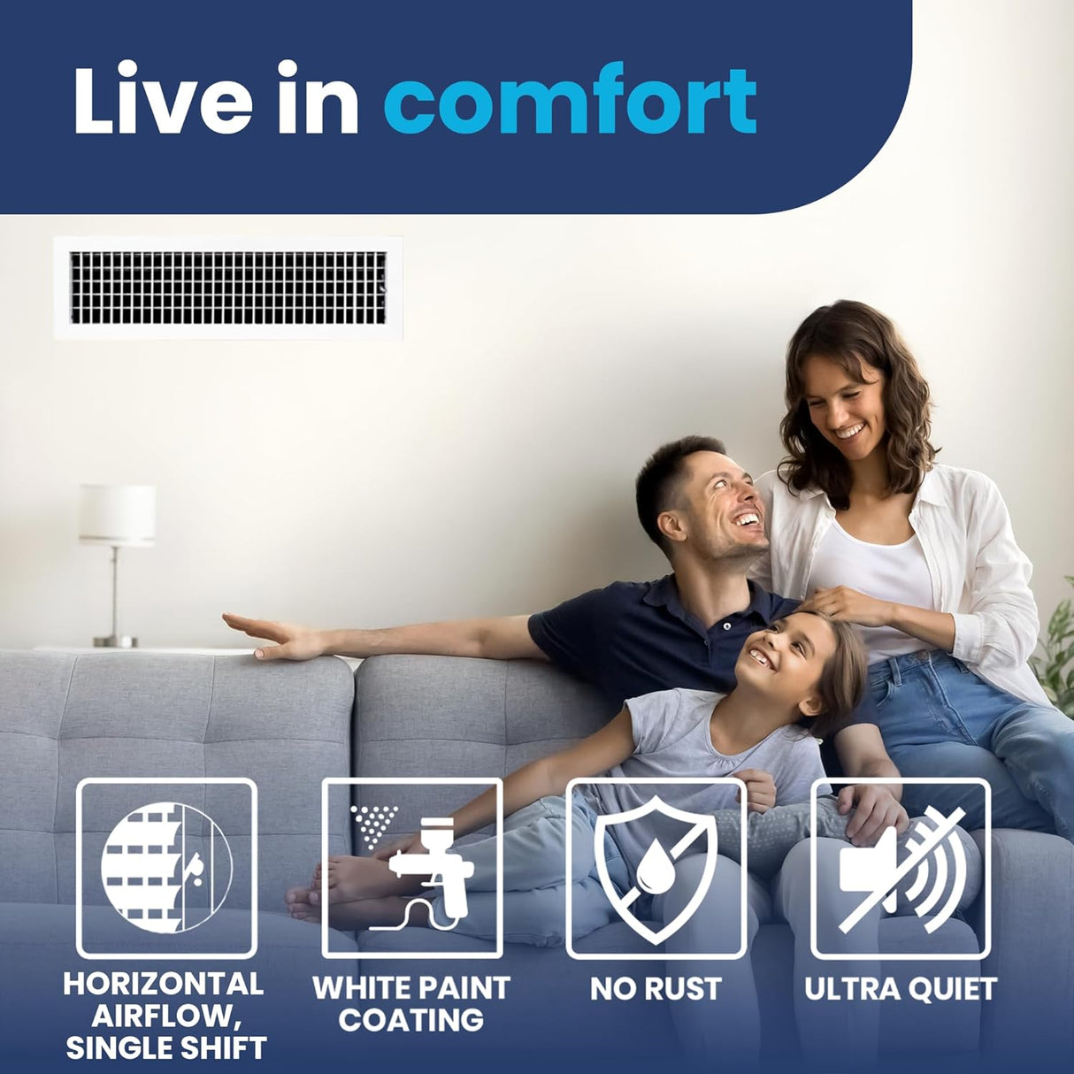AC Register Vent Cover - Adjustable Aluminum HVAC Grille