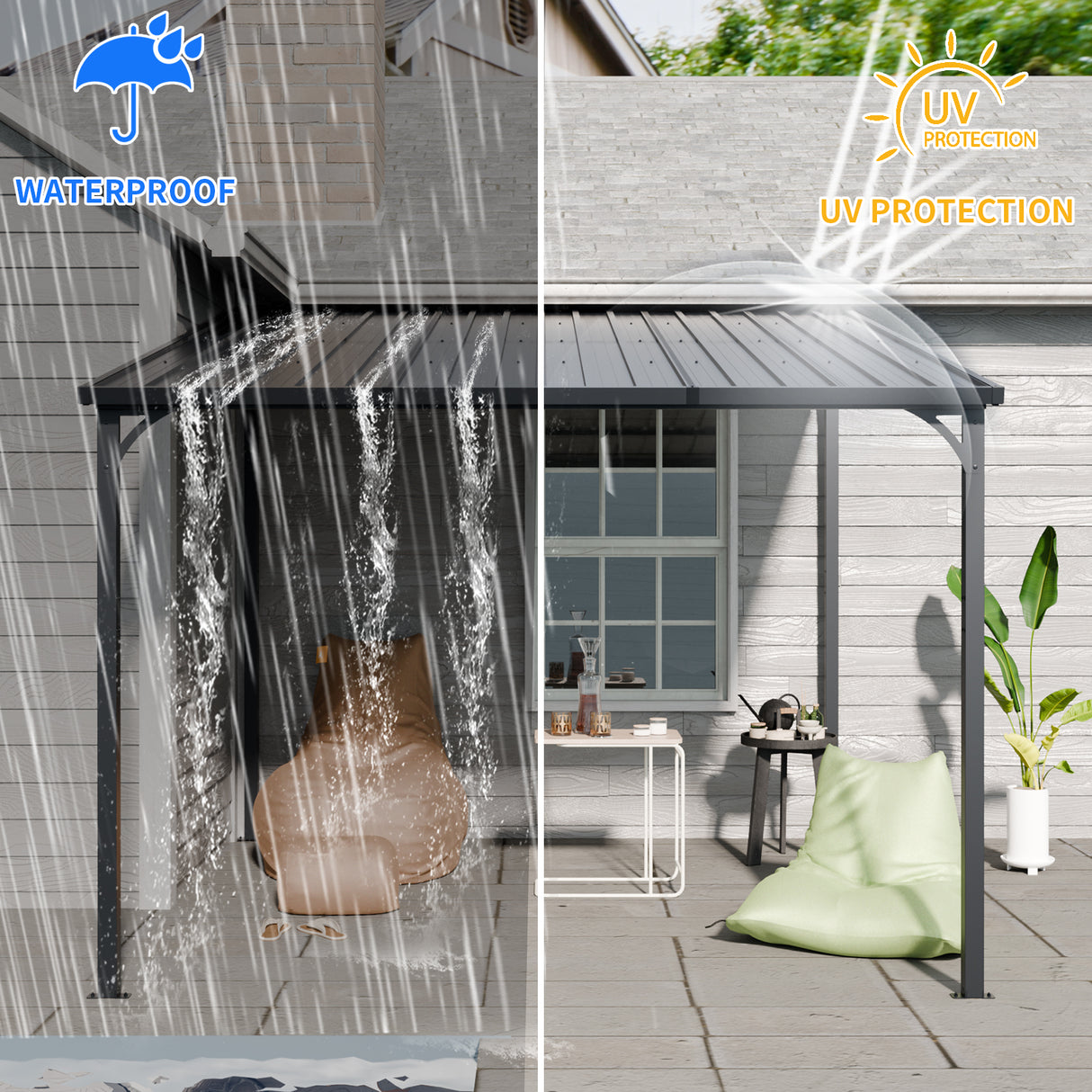 Outdoor Pergola, 10' x 10' Hardtop Gazebo for Yard
