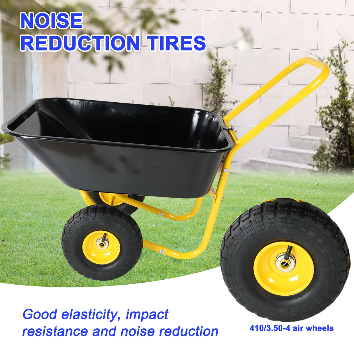 Two-Wheeled Barrow, Garden Cart with 10-Inch Pneumatic Wheels