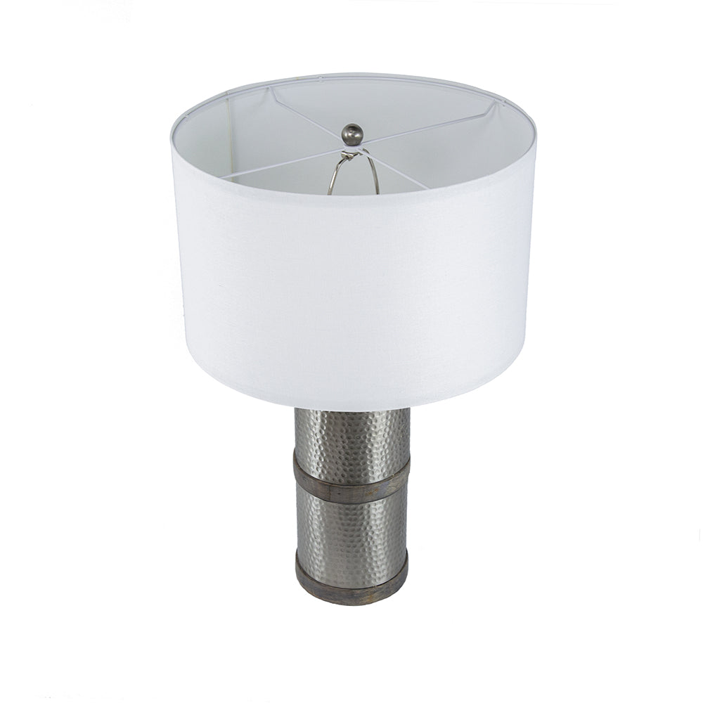 D16x24.4" Hammered Iron Table Lamp with Mango Wood