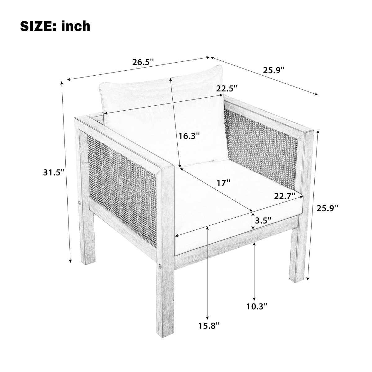 4 Pieces Patio Sofa Set - Outdoor Seating Group for 5