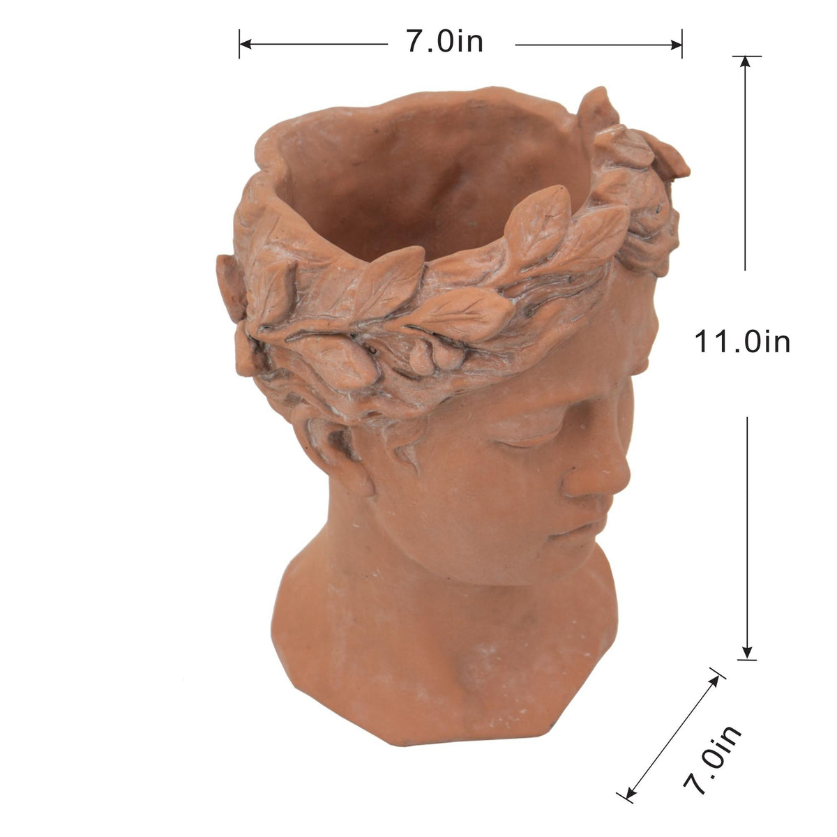Visage Head Bust Planter with Classical Design - Cement
