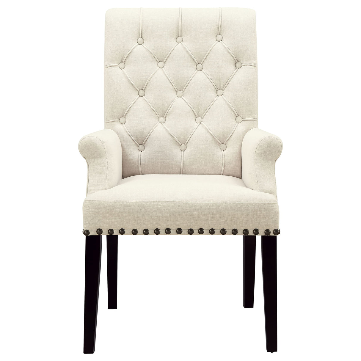 Vaughn - Upholstered Dining Chair With Tapered Legs And Nailhead Trim - Beige