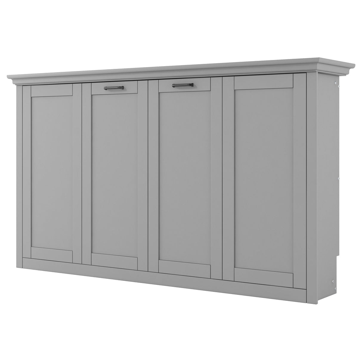 Twin Size Murphy Bed With Cabinet Storage - Gray