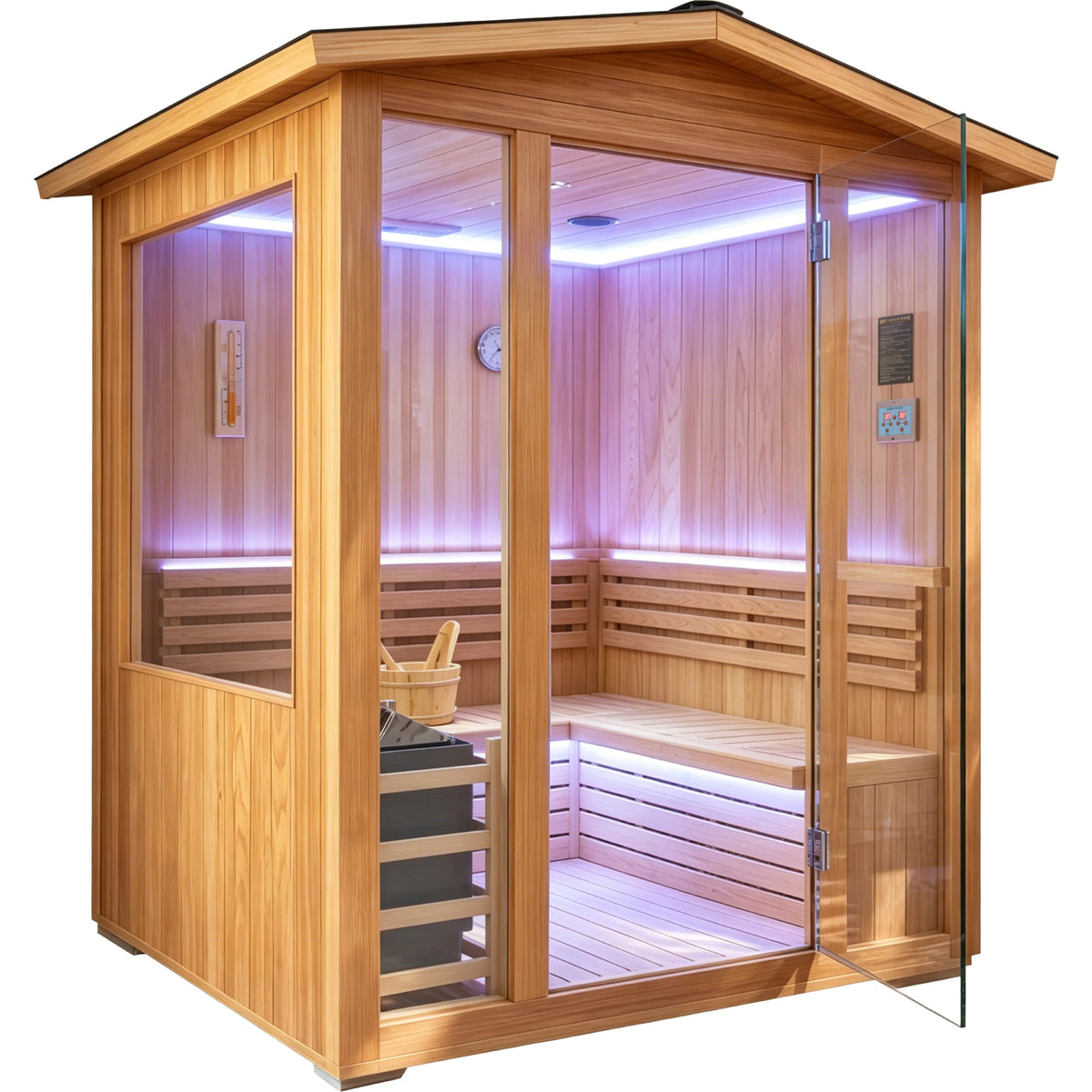 6000W Outdoor Traditional Steam Sauna with Cedar Wood for 4 People