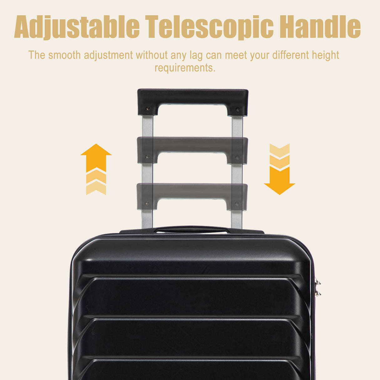 20 Inch ABS Hard Shell Travel Checked Luggage - Black