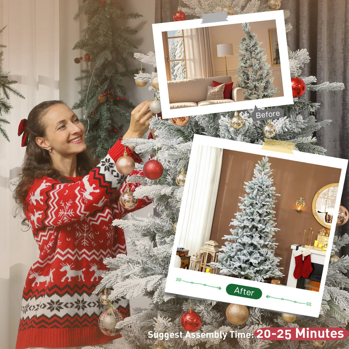 7.5 Ft Artificial Frosted Christmas Tree