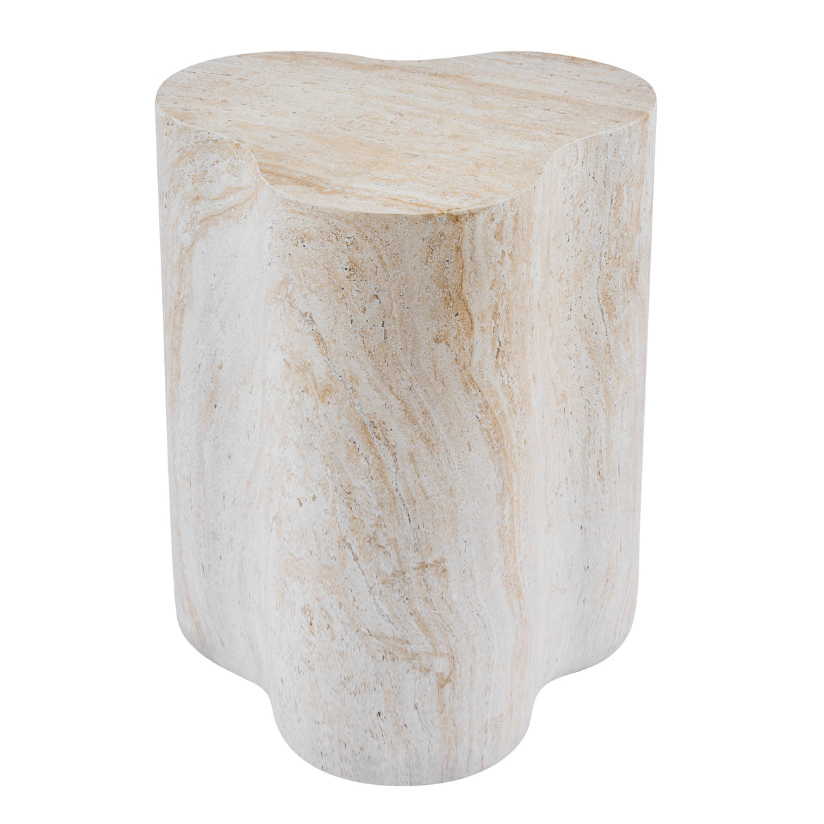 Organic Travertine-Look MGO Outdoor/Indoor Side Table