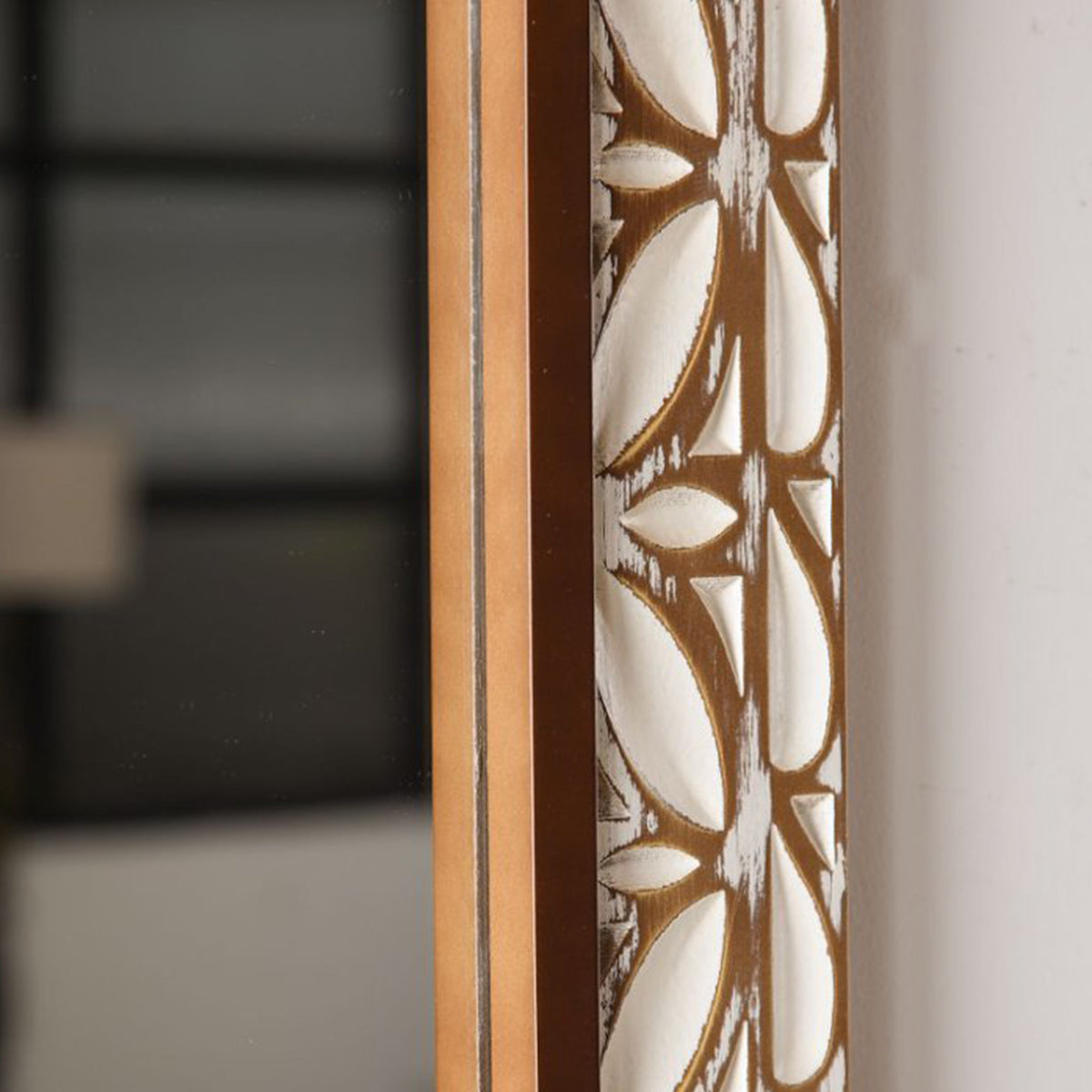 29.13"×47.24" Rectangular Carved Leaf Wall Mirror