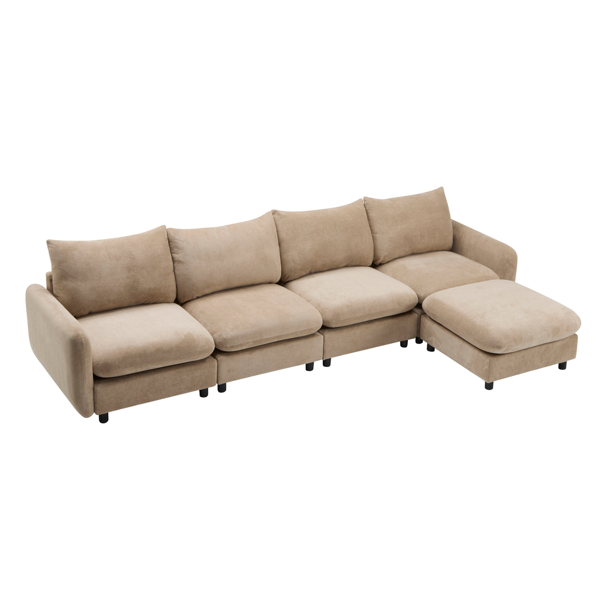130 Inch Oversize 5-Piece L Shaped Modular Sectional Velvet Sofa Couch