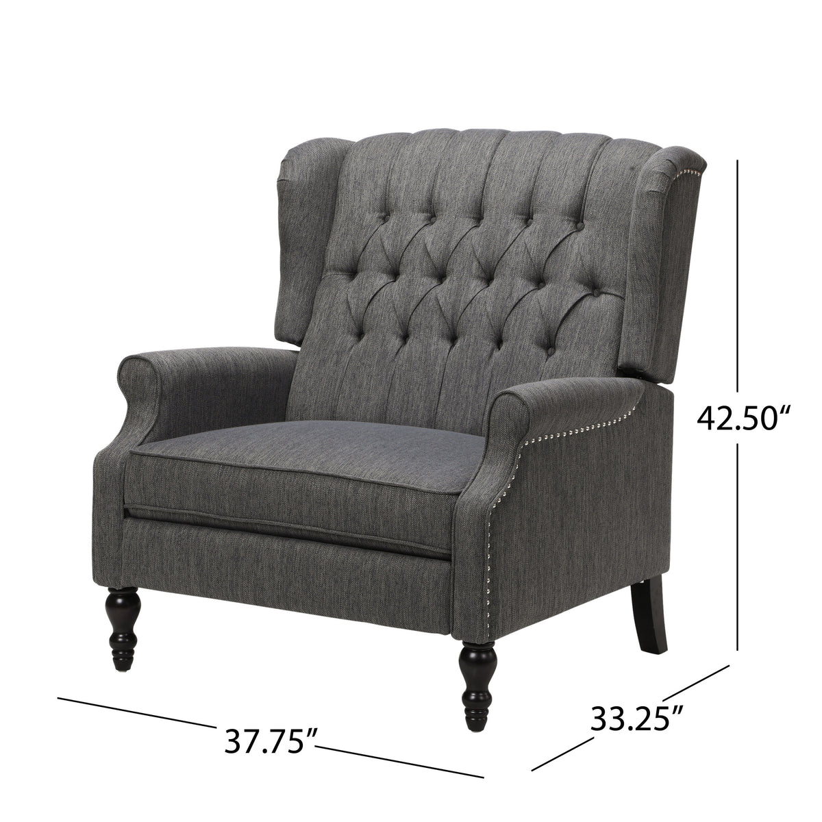 Oversized Tufted Wingback Fabric Push Back Recliner
