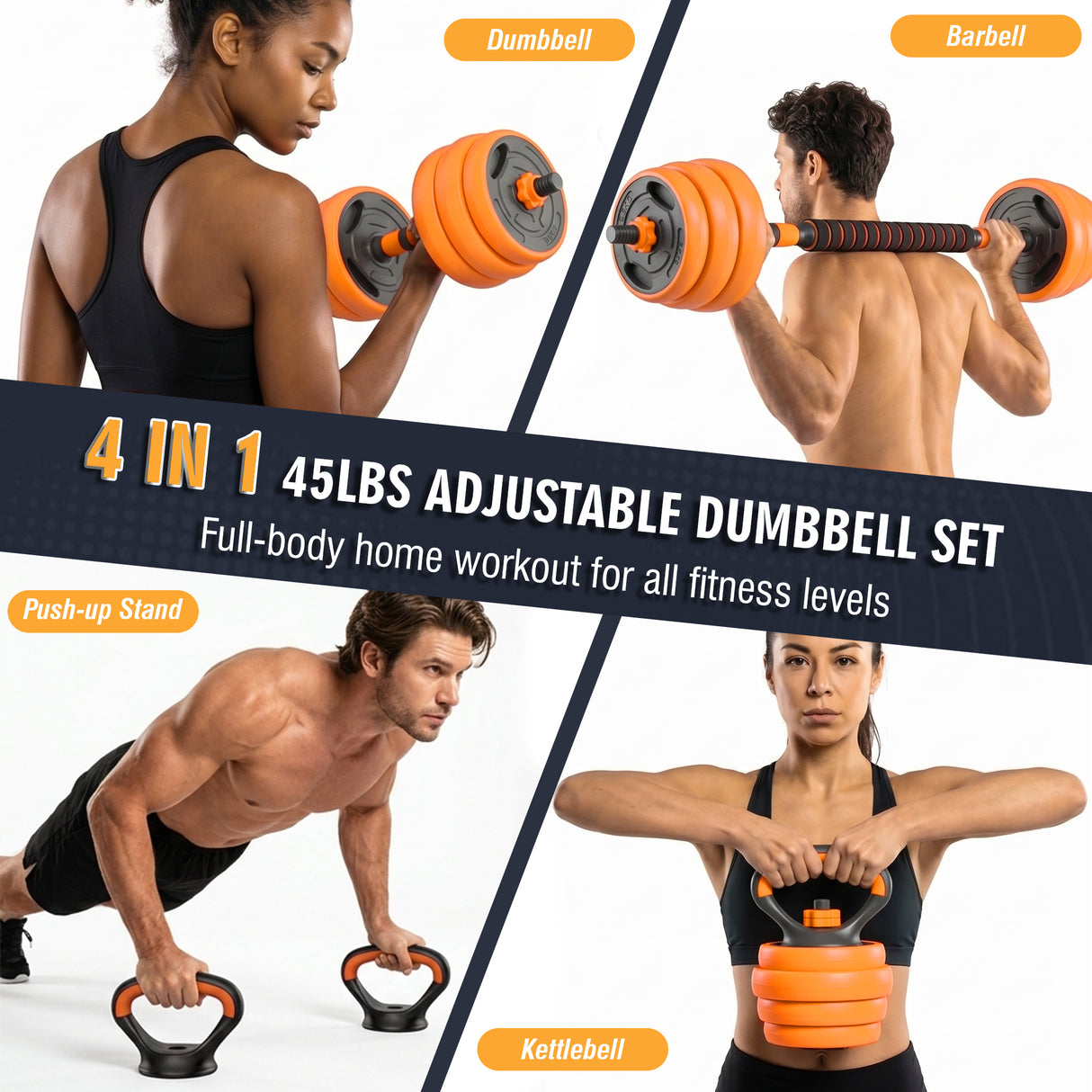 66LB Adjustable Dumbbell Set