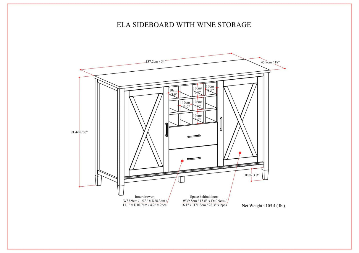 Ela - Sideboard With Wine Storage - Smoky Brown