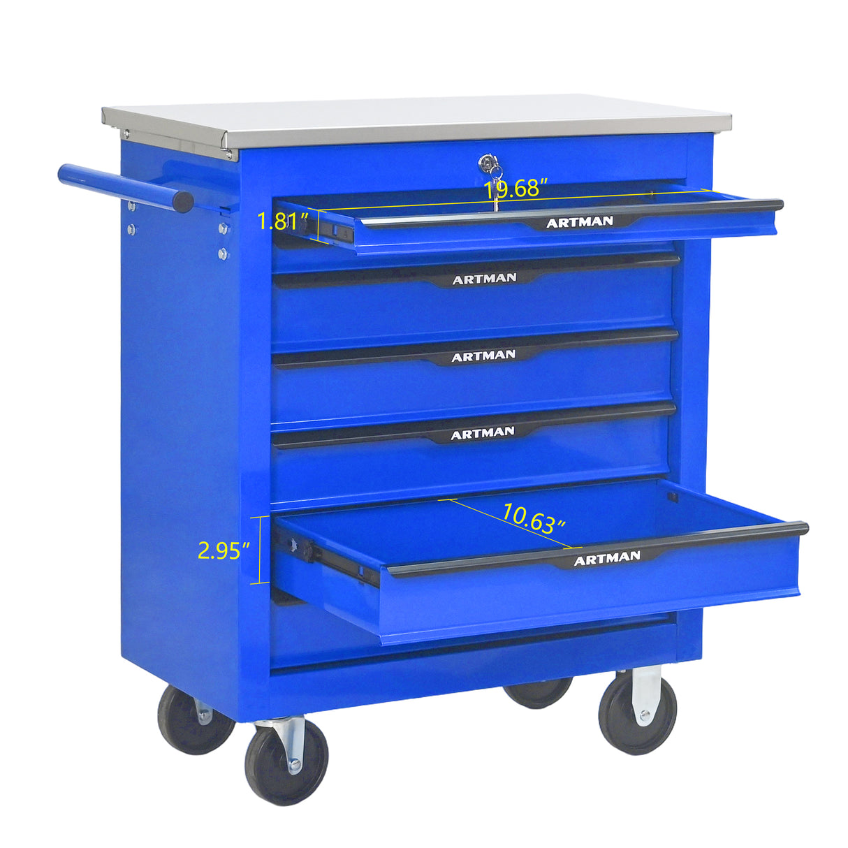 7 Drawers Multifunctional Tool Cart with Wheels - Blue & Black