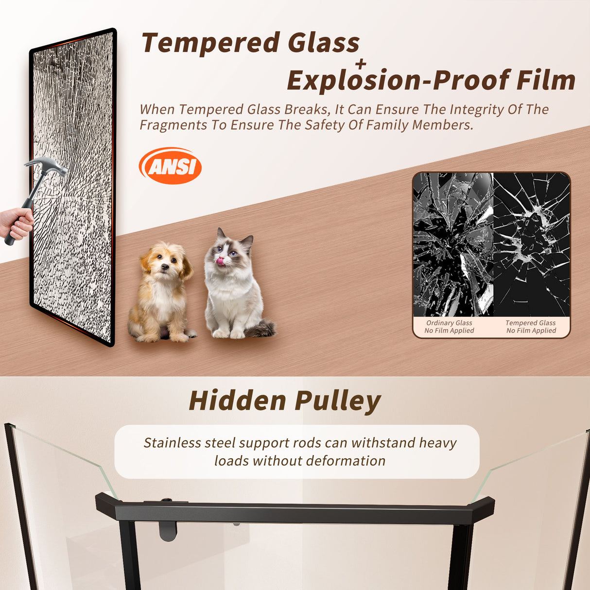 Frameless Neo Angle Shower Door WithTempered Glass