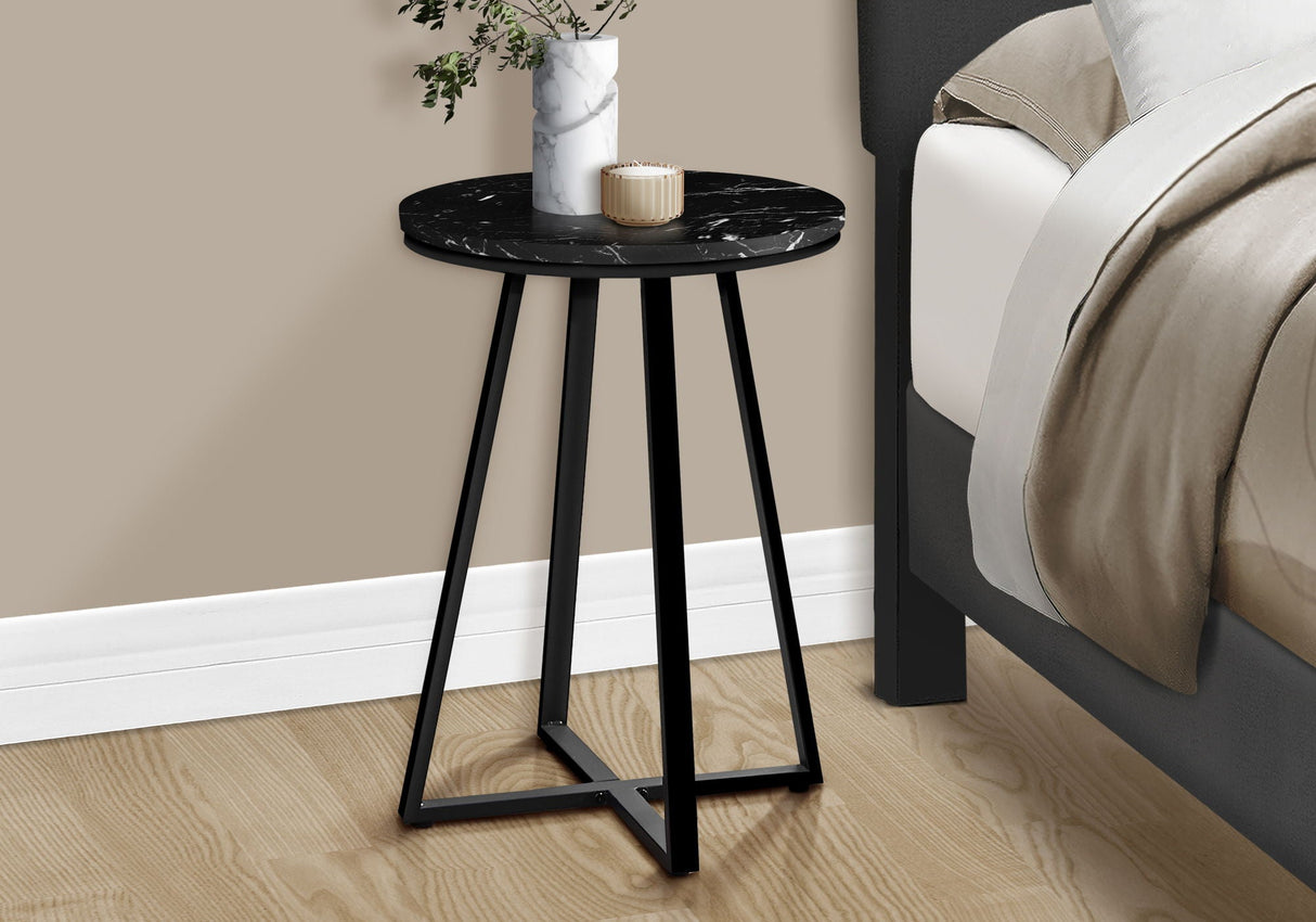 Accent Table, Side, Round Marble Look Contemporary & Modern - Black - Best Buy Furniture