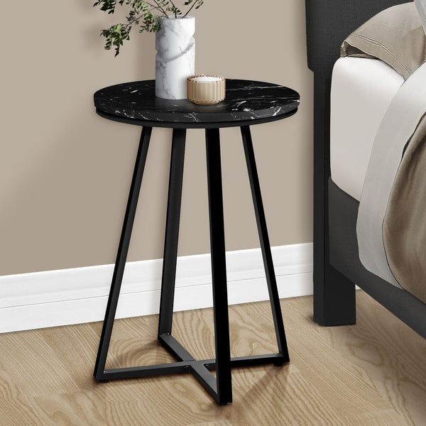 Accent Table, Side, Round Marble Look Contemporary & Modern - Black - Best Buy Furniture