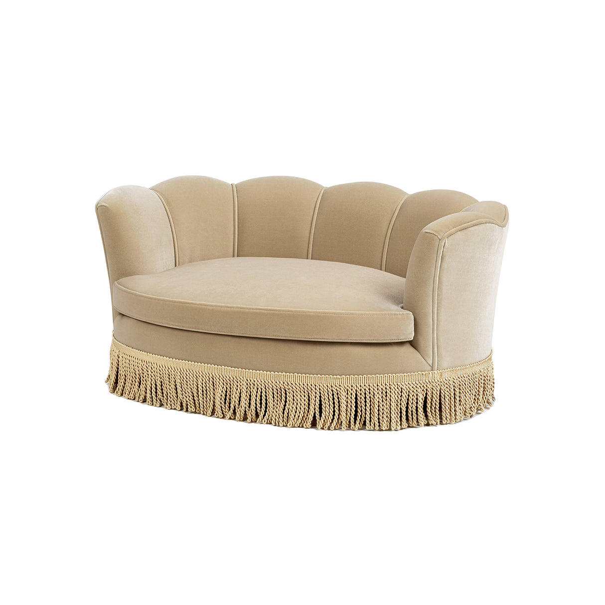 Clara 34.5" Scalloped Pet Sofa Bed, Medium, Fawn