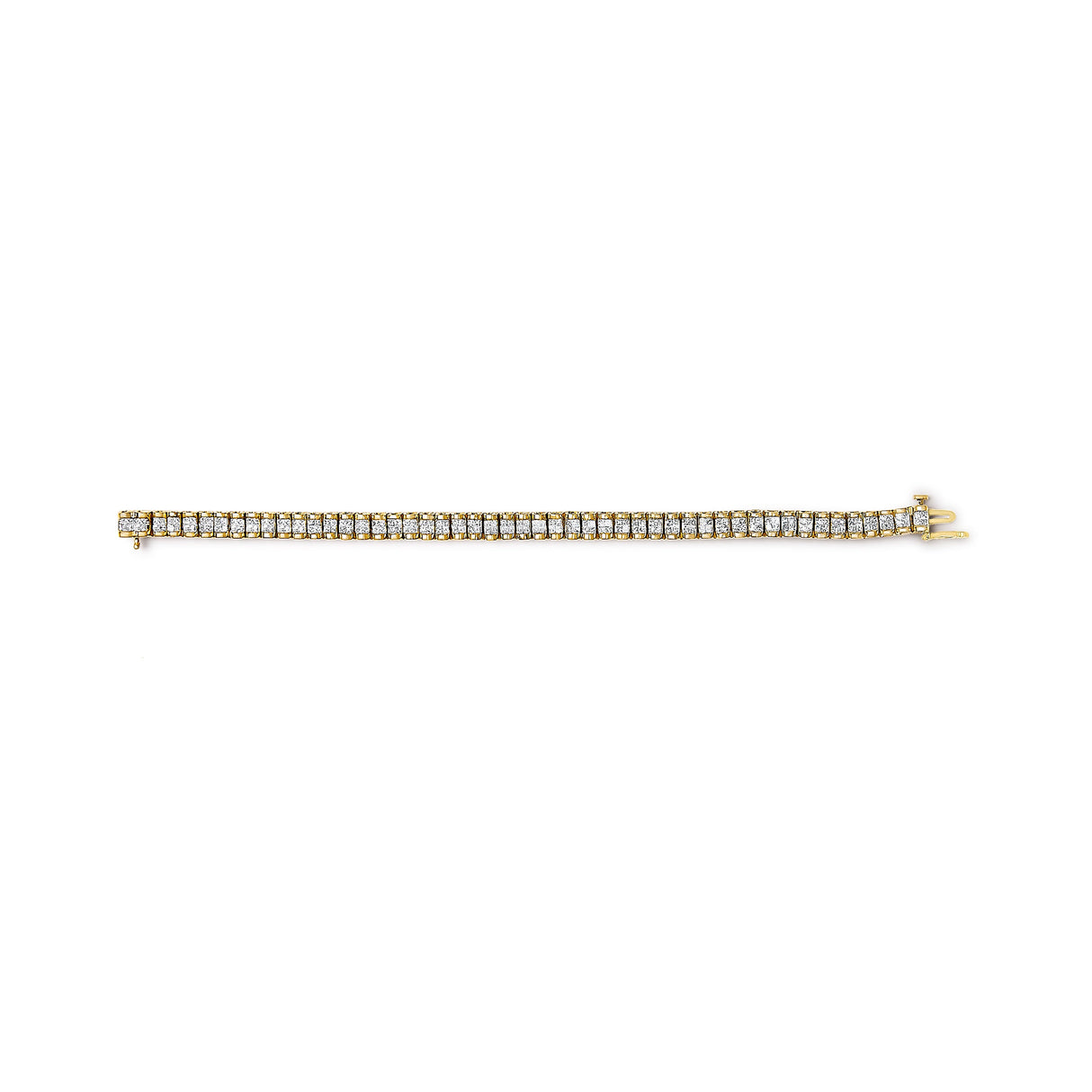 14K Yellow Gold 3.0 Cttw Princess Cut Quad Invisible Set Tennis Bracelet (H-I Color, SI1-SI2 Clarity) - 7â€