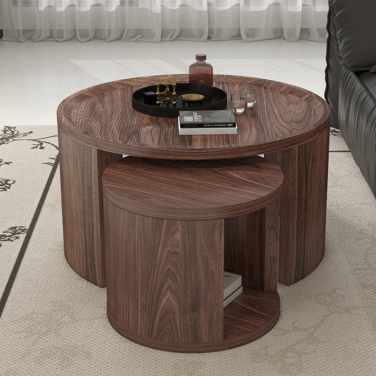 Round Nesting Coffee Table Set of 2