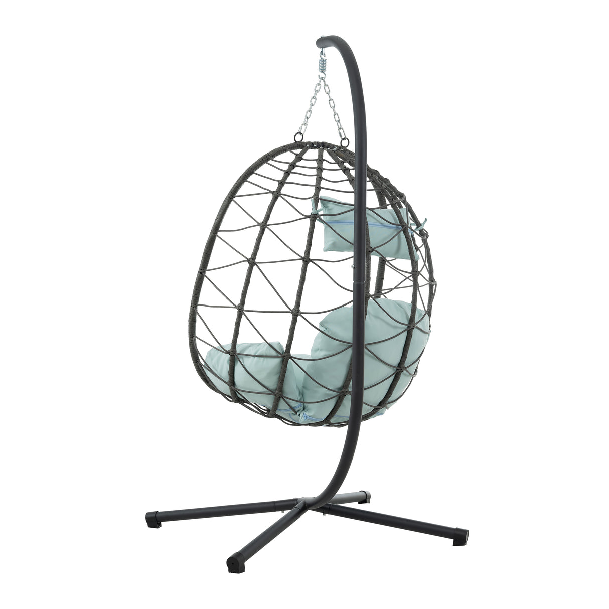 Egg Chair with Stand Indoor Outdoor Swing Chair Patio Wicker Hanging Egg Chair