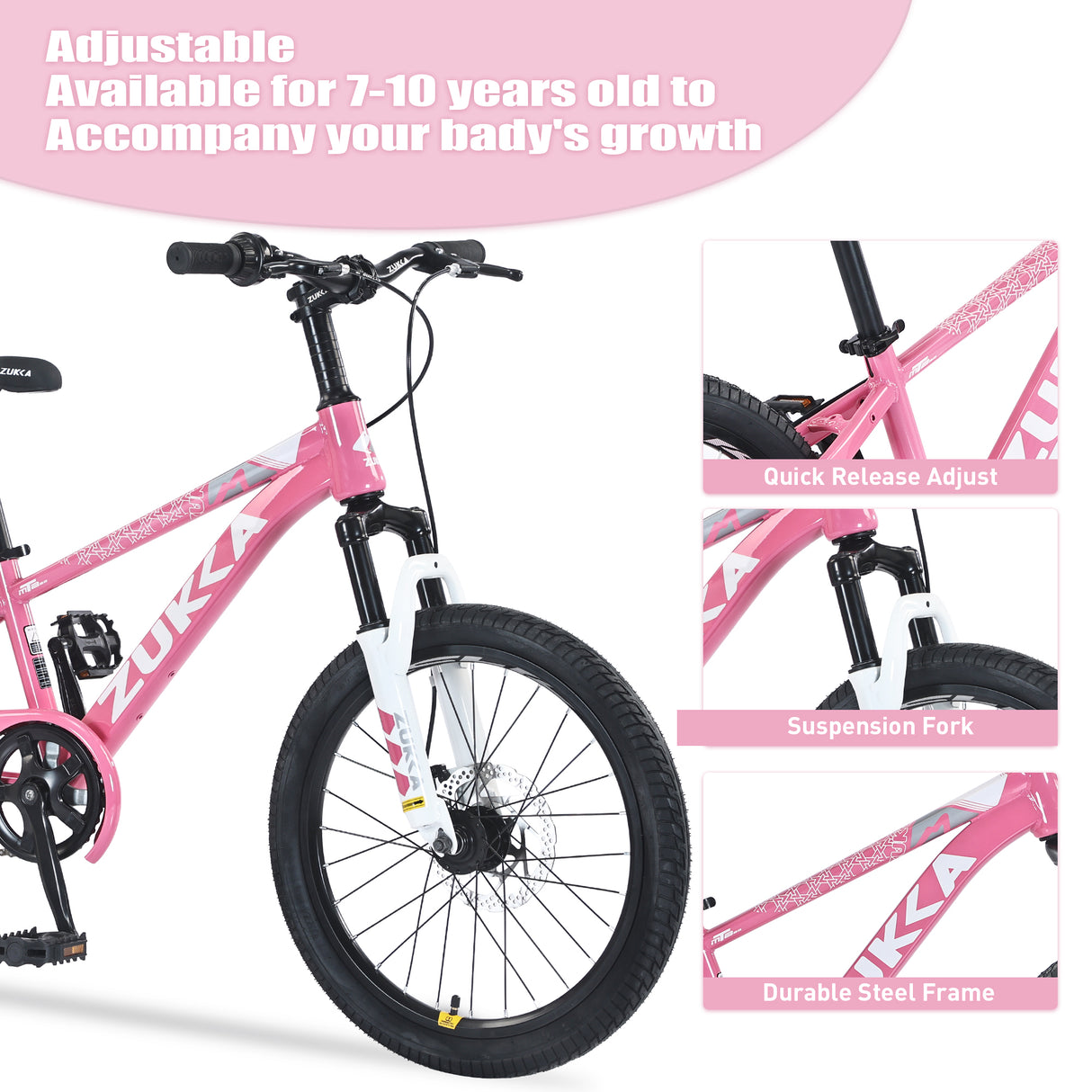 ZUKKA 20 Inch Mountain Bike for Boys and Girls (Ages 7-10)