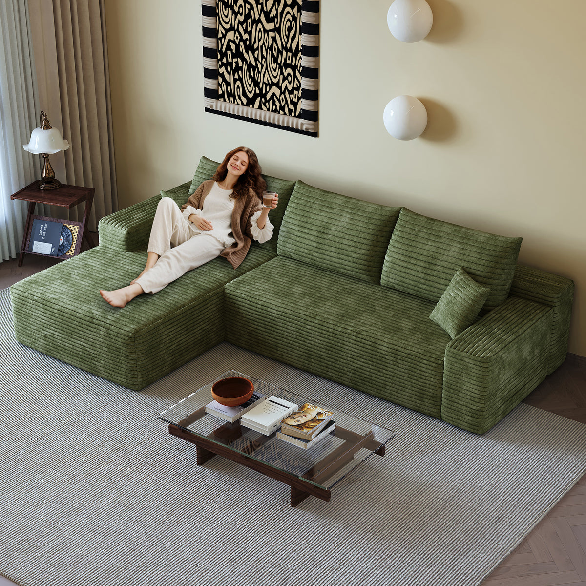 107" Cloud Sectional Couch with L-Shape Chaise