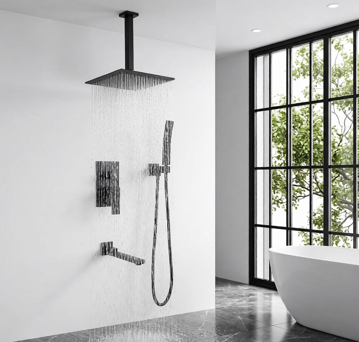 Shower System with Tub Spout,10 inch Shower Head Shower Set for Bathroom Matte