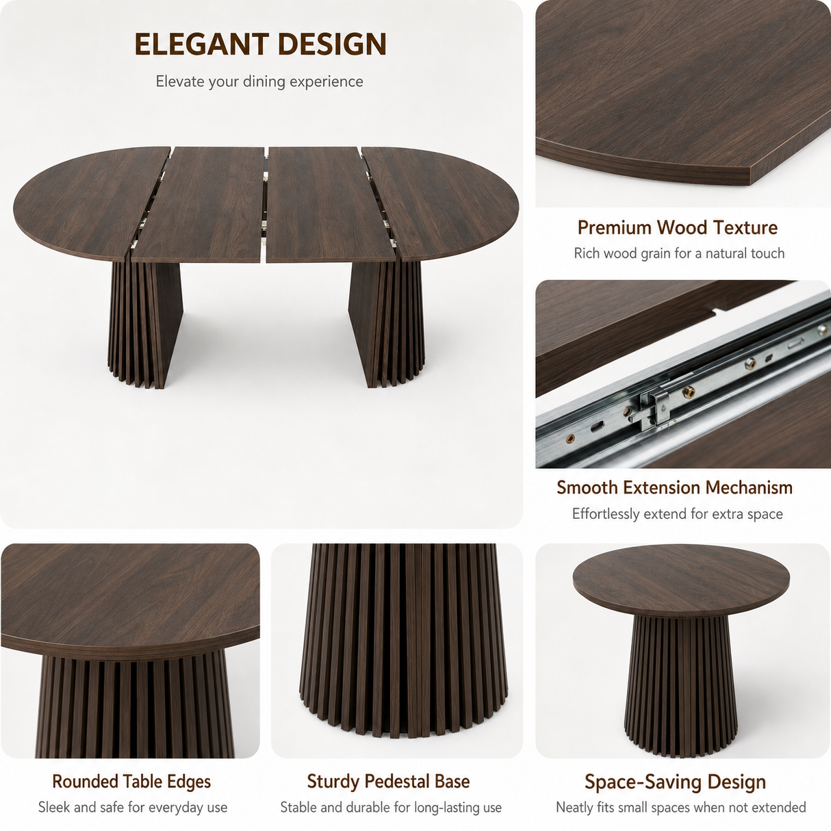 Walnut-Colored Wooden Dining Table