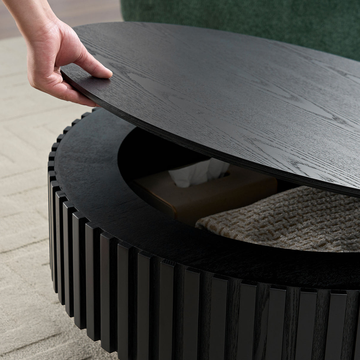 31.49'' Nesting Round Wood Coffee Table with Storage
