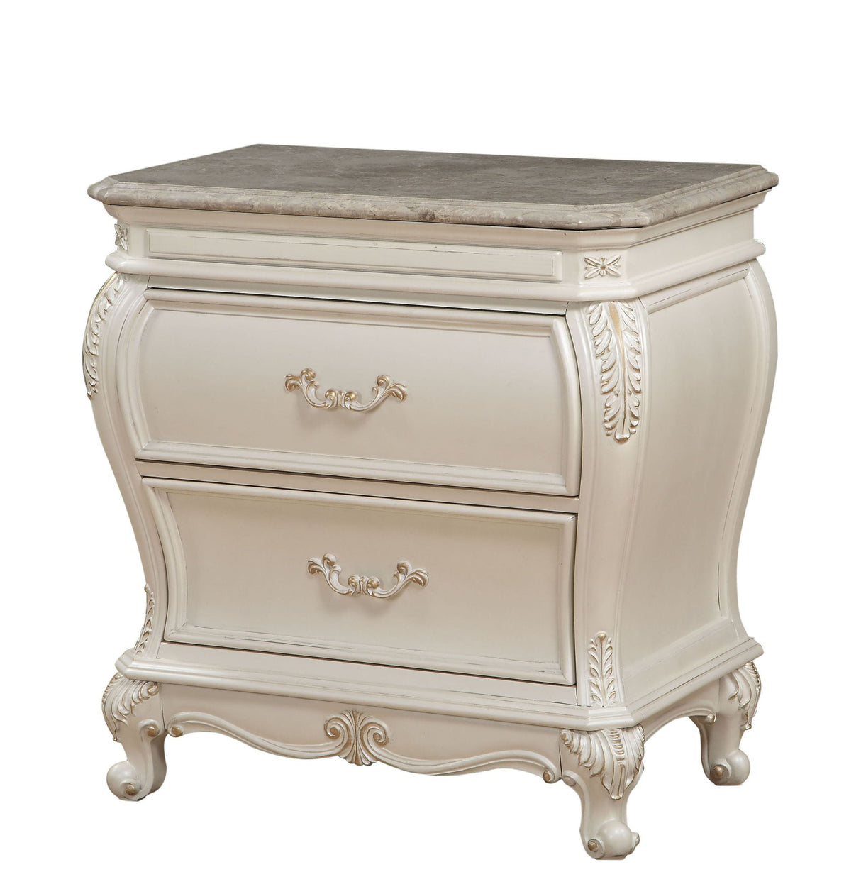 Chantelle - Nightstand With Granite Top - White - Best Buy Furniture