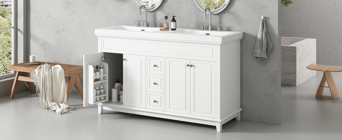 60" Bathroom Vanity with Resin Double Sinks