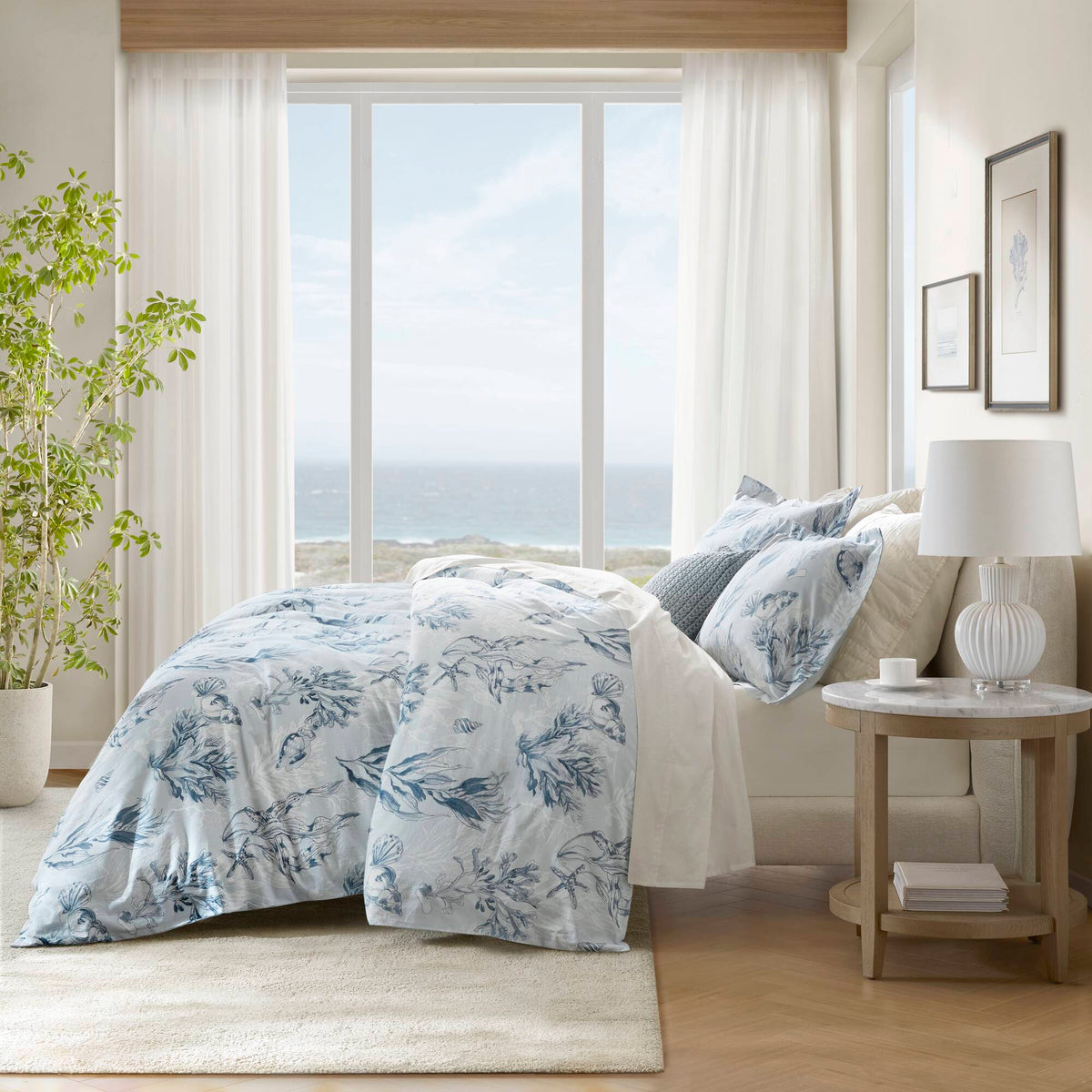 King 100% Cotton Sateen Duvet Cover Set - Navy/Blue