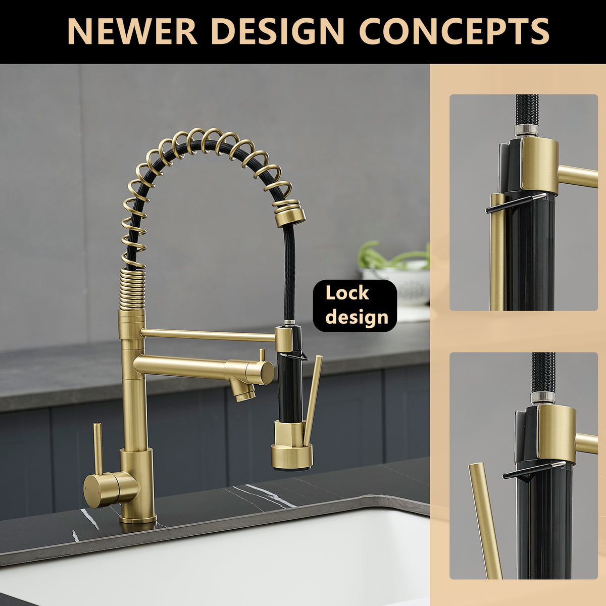 Stainless Steel Kitchen Faucet with Pull Down Sprayer