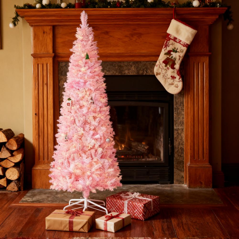 Snow Flocked Pencil Shape Artificial Christmas Tree